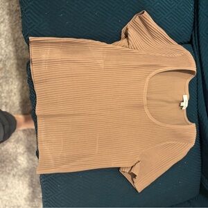 Madewell Ribbed Short Sleeve Top in Tan